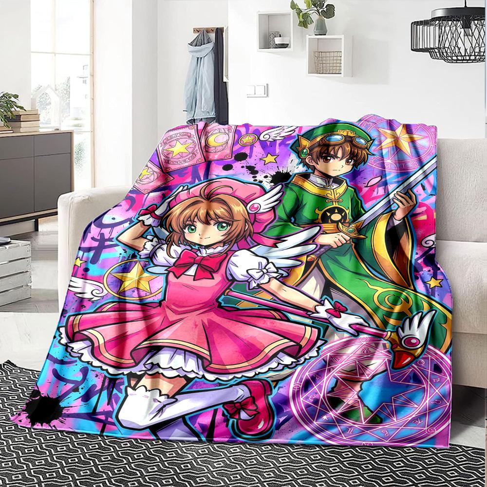 Sakura Kinomoto Print Flannel Blanket High Quality Warm Comfortable Cover for All Seasons Perfect for Gifts Home Decor