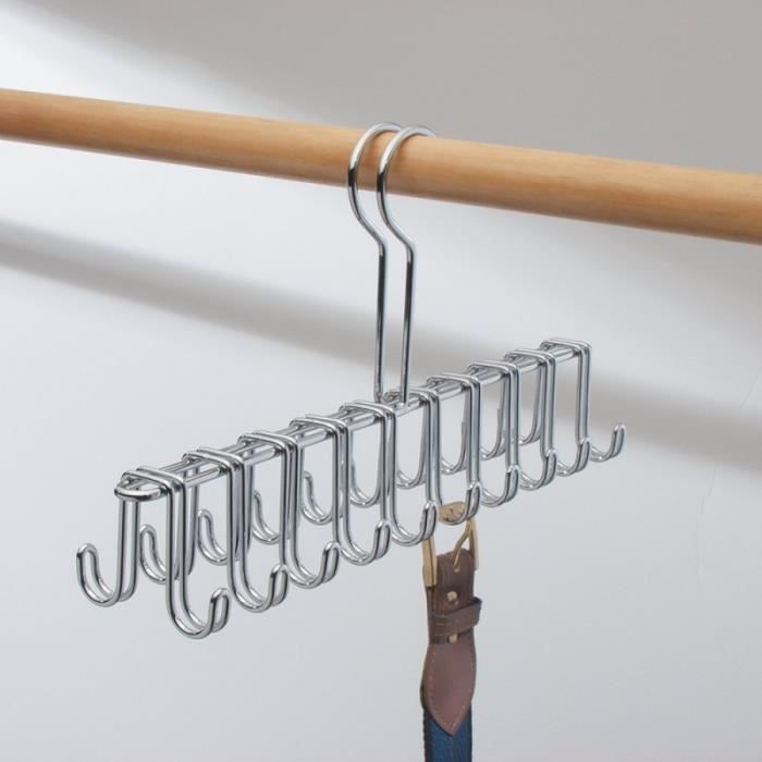 Cintre porte ceintures et cravates - interdesign - métal chromé - rangement penderie - design contemporain