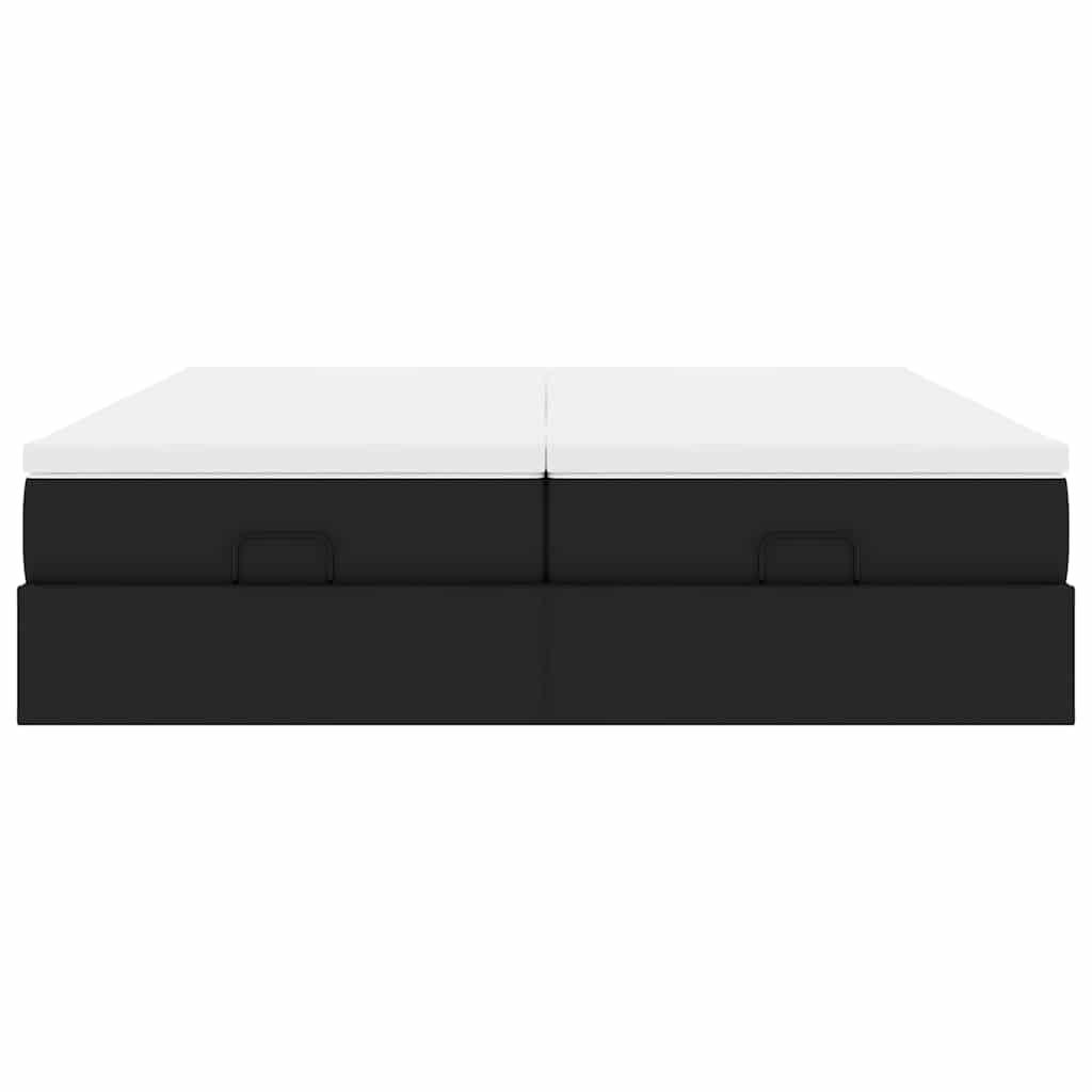 Ottoman Bed with Mattresses Black 200x200 cm Faux Leather