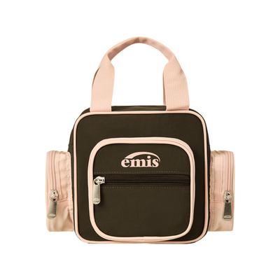 Nylon Color Block Tote Bag Brown