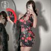 Sex Underwear Split-ended Sleeveless Printed Cheongsam Slim and Thin Sexy Uniform People Cheongsam Sex Clothes