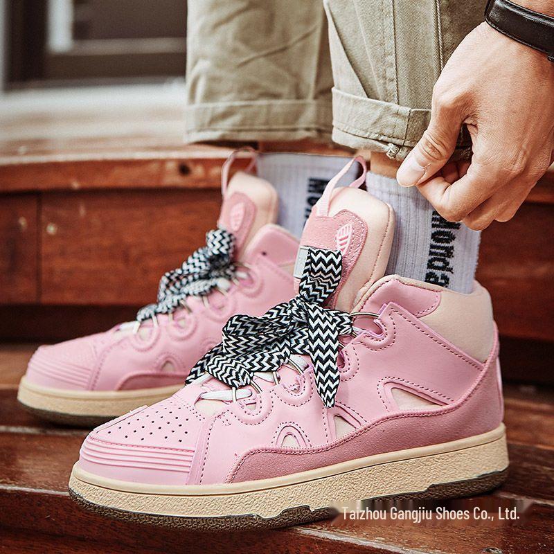 2025 Vinter Trendiga Högtoppade Skate-skor för Herrar och Damer med Leopardmönster: Mångsidig retro hiphop-stil med höjdökning