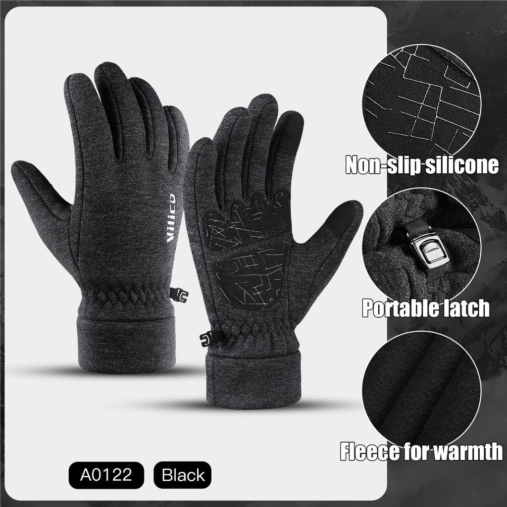 Men Winter Waterproof Cycling Gloves Outdoor Sports Running Motorcycle Ski Touch Screen Fleece Gloves Non-Slip Warm Full Fingers