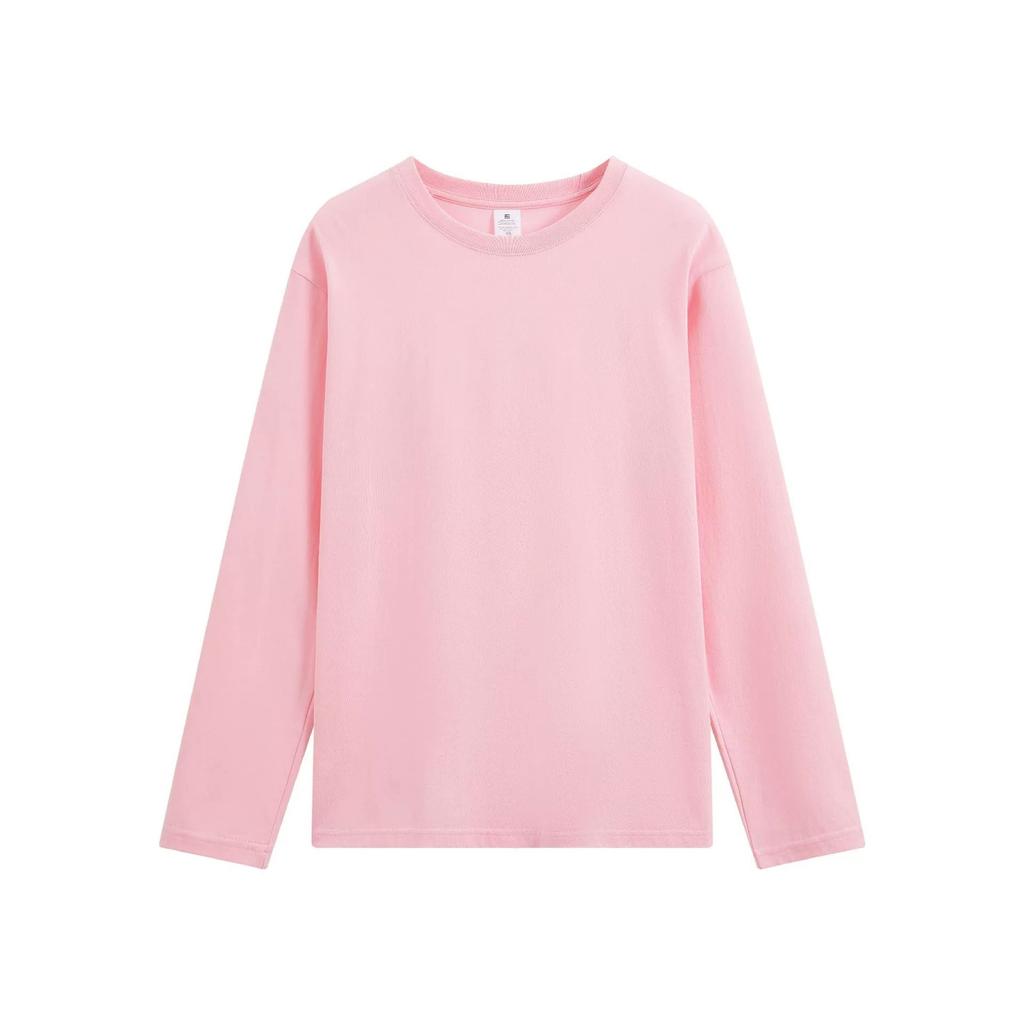 Minimalist Fashion Base Layer Women's Autumn Long-Sleeve Pure Cotton Straight-Shoulder T-Shirt Men's Crew Neck Solid Color Basic Couple's Sweatshirt