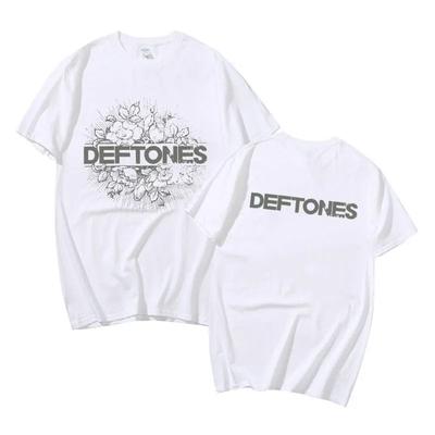 Deftones Floral Burst Dwustronny Nadruk T-shirty Unisex Unisex Punk Rock Band Y2k T-shirt Krótki Rękaw Lato Unisex Streetwear