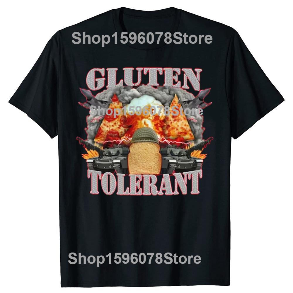 Gluten-intolerantní kočka Vtipné Meme Trička Pánské Bavlna Humor Streetwear Tričko Krátký Rukáv Pšenice Chléb Pivo Volné Oblečení
