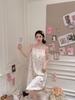 Girly Pajamas Summer Ice Silk Bear Pajamas Japanese Sweet Pajamas Homewear Cute Cartoon Suspender Skirt Powder