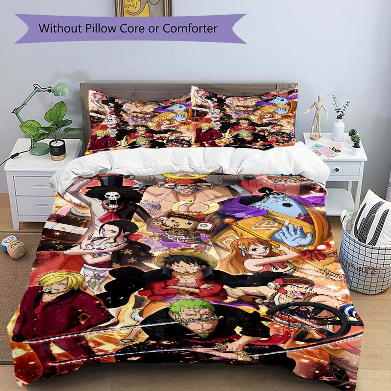 One Piece Thousand Storm Bettwäsche-Set Bettbezug Geschenk für Schlafzimmer, Enthält 1 Bezug und 2 Kissenbezüge, Ohne FüllungB599