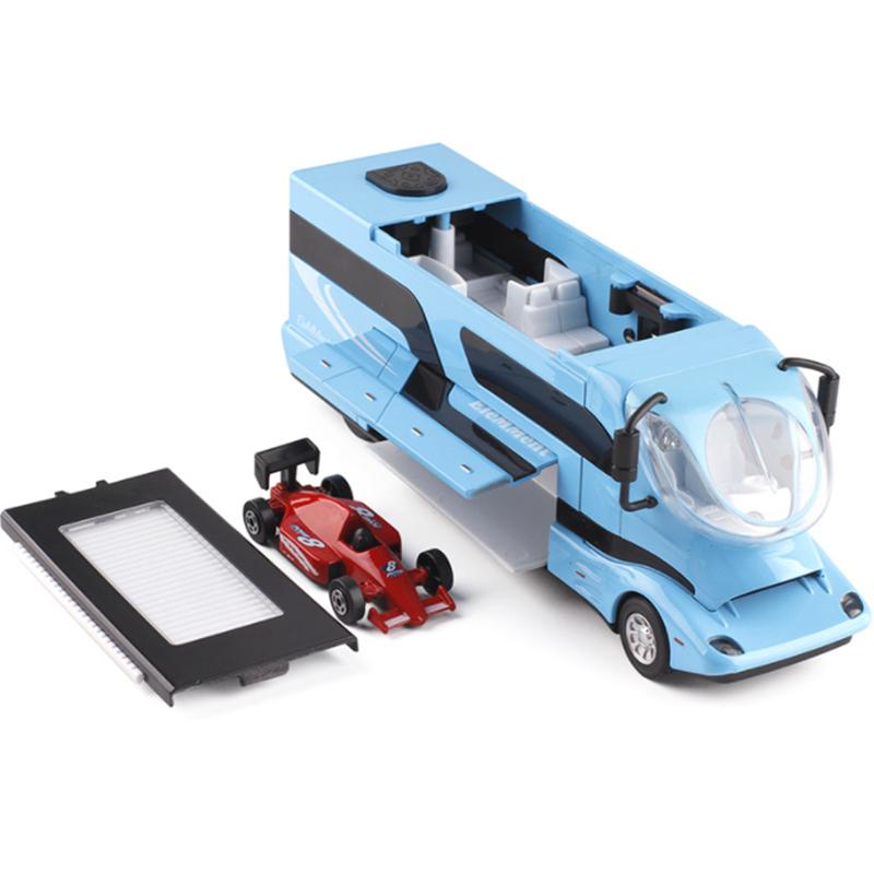 New Diecast Luxury Rv Recreational Dining Car Model Metal Toy Camper Van Motorhome Touring Car Model Sound And Light Kids Gifts