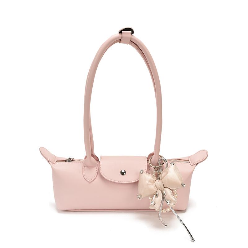 2026 French Light Luxury Cowhide Long Handle Dumpling Baguette Crossbody Bag