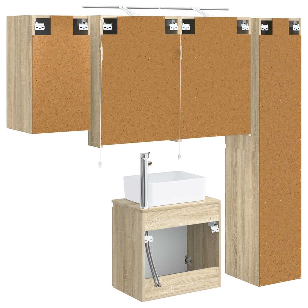 Bathroom Cabinet Set 5 Pcs Sonoma Oak 50 X 14.5 X 70 Cm
