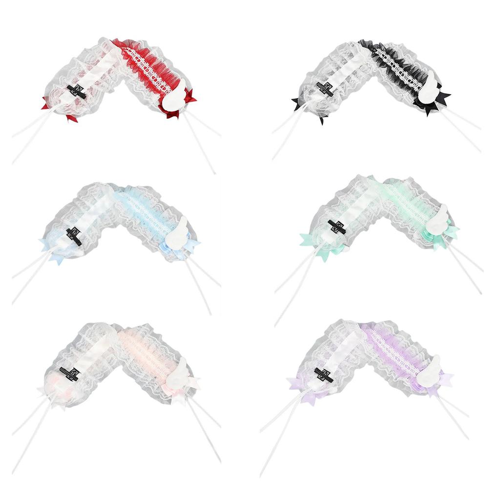 Wing Girl Ruffled Headwear Lace Trim Subculture Flouncing Headwear Cute Maid Headpiece Bows Headbands