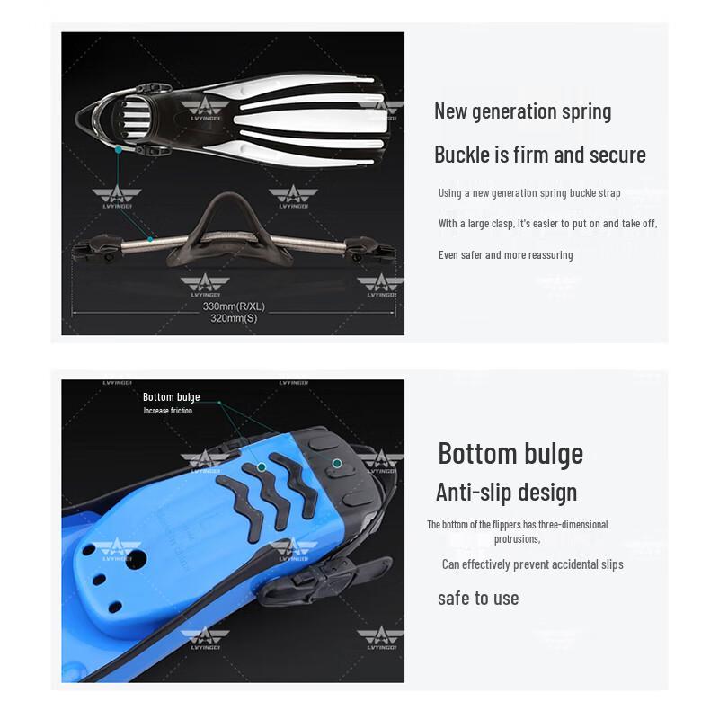 Professional Deep Dive Fins with Adjustable Spring Straps