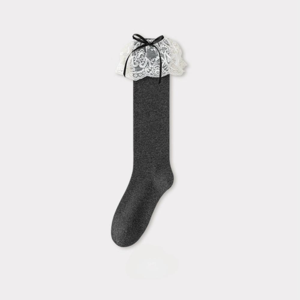 Lace Ruffle Stockings College Style Warm Socks Fashion Long Socks  Autumn Winter