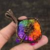 Colgante de regalo con envoltura de alambre de cobre y gema de turmalina multicolor natural 2,95" i3V65