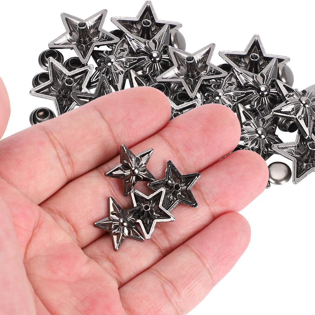 50 Sets Star Rivets Stud Screw Leathercraft Button 16mm DIY Accessories for Belt Luggage Clothing