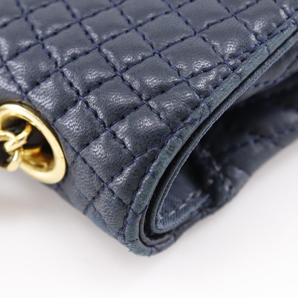 Bally ChainShoulder Shoulder Bag Quilting Black Leather Women Used