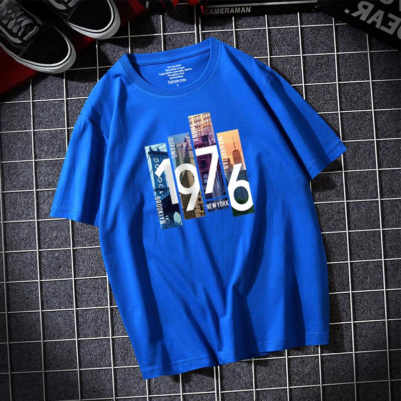 1976 Large Size Men Short Sleeves T-shirt 100% Cotton Casual Tee Shirt S-6XL