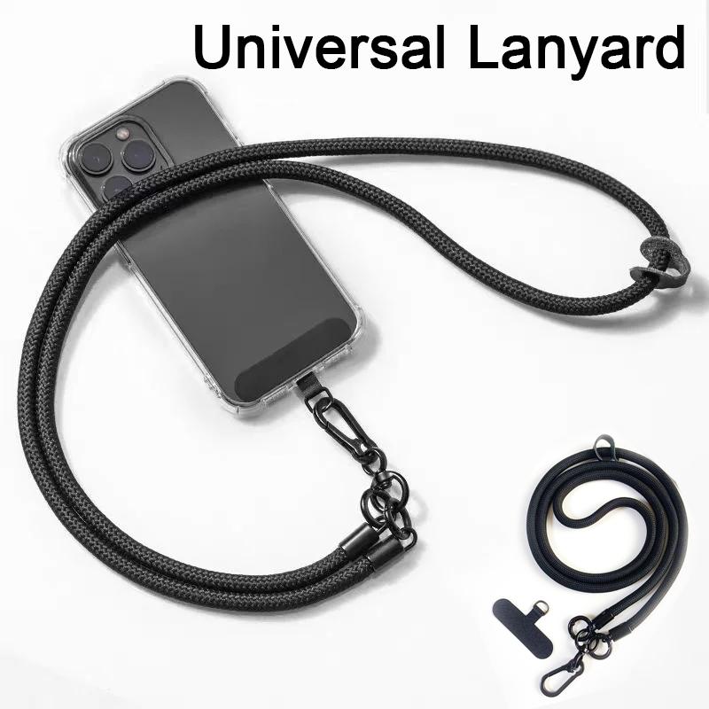 Universal Nylon Long Mobile Phone Lanyard Crossbody Hanging Shoulder Strap Detachable Neck Cord Anti-Lost Rope With Gasket Clip