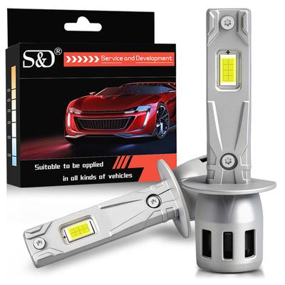 2Pcs H1 H3 LED Headlight Bulbs Turbo Lamps Mini 40000LM 80W 16 Core CSP Chips Super Bright Car Fog Lights 12V 6000K White Automobile Headlamp
