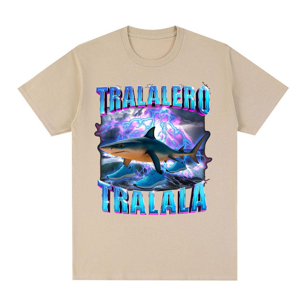 Tralalero Tralala Italian Brainrot Funny Shark Meme Graphic T-shirts Men's Women Clothing Fashion T Shirts Summer Cotton T Shirt