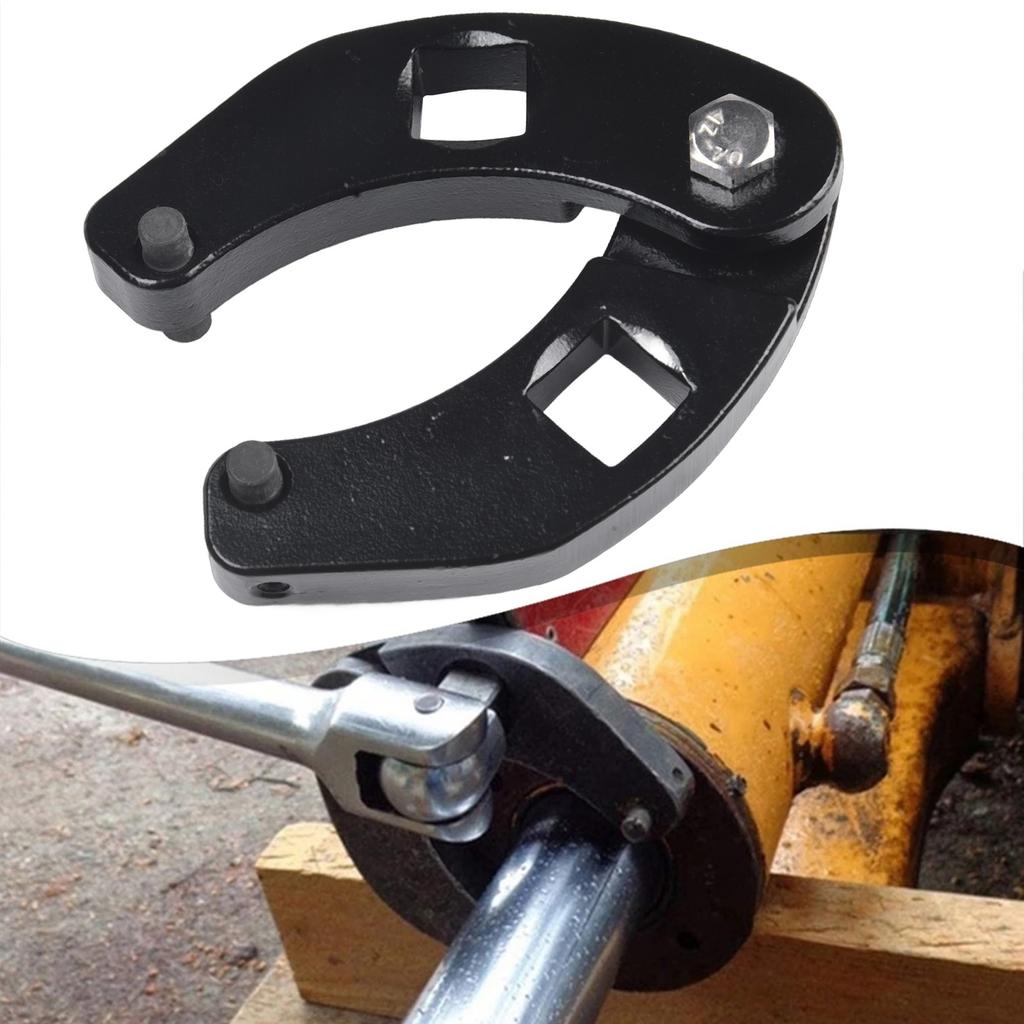9cm 3.5in Gland Nut Wrench Cylinder Nut Tool Reversible Pinholes Rust Resistant Use With Ratchet Fits Construction Equipment