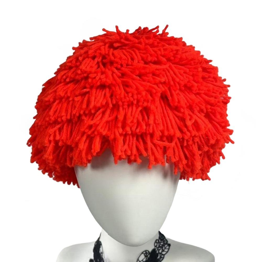 Cosplay Fluffy Clown Wig Wavy Curly Afro Puff Wigs Synthetic Funny Short Hair Wigs Unisex красный