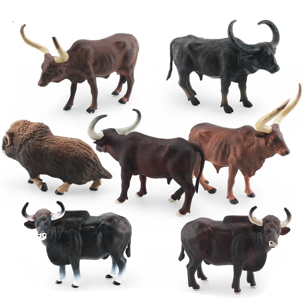 Lifelike Pvc Forest Animal Model Set Including Ankole Watusi And Water Buffalo Designs