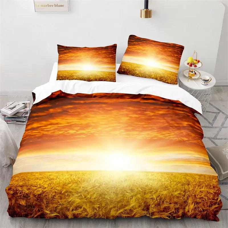 Yellow Wheat Field Duvet Cover Microfiber Bedding Set 3D Print Quilt Cover Twin Full King Queen For Adults Kids Bedroom Decor