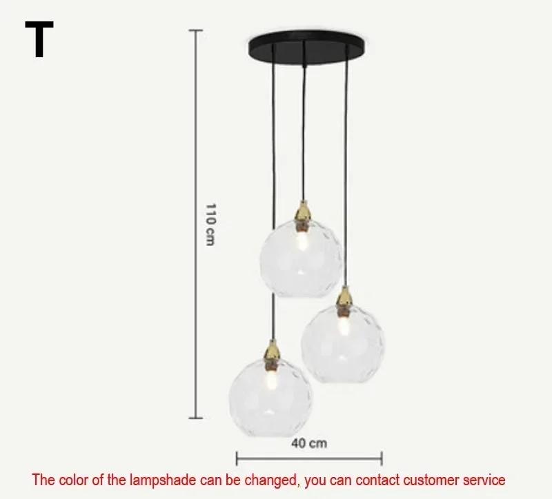Nordic Luxury Colorful Glass Pendant Light Modern Living Room LED Chandelier Classical Glass Lampshade Home Decoration Gloss