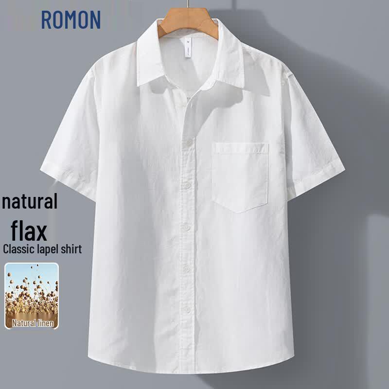 Romon Men s Lyocell Linen Blend Short Sleeve Shirt 3XL