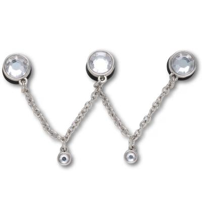 Silver Triple Gem Chain Jibbitz Pack