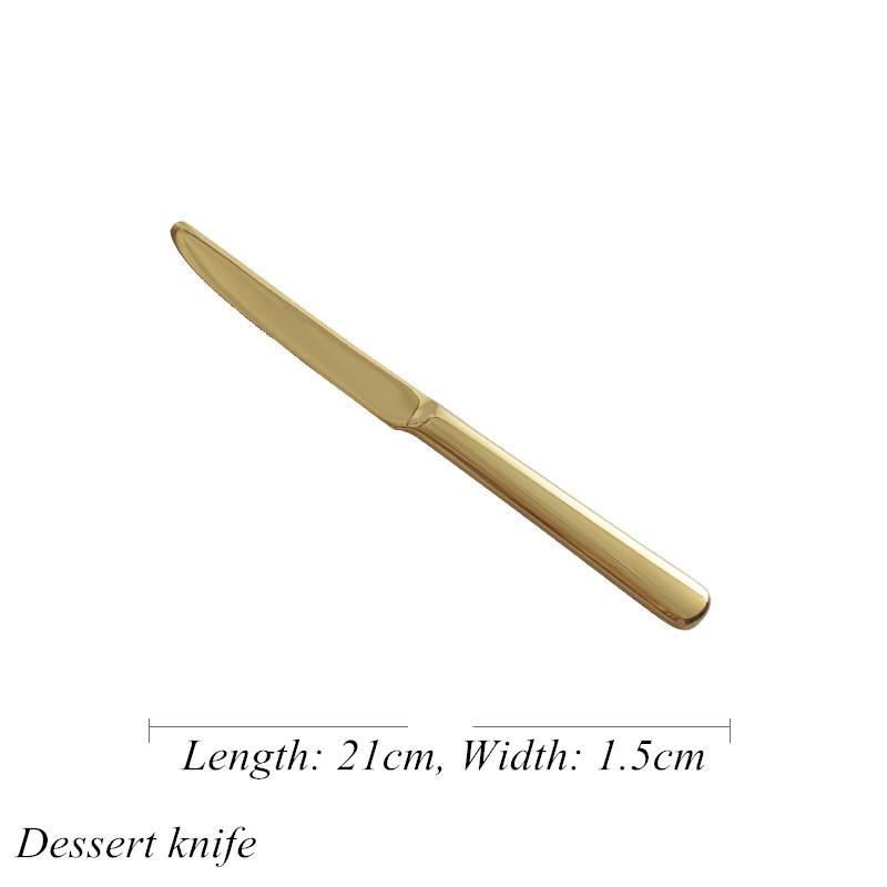 Gold Luxurious Stainless Steel Tableware, Knife, Fork, Spoon, Steak, Fish Dinner, Dessert, Salad, Coffee, Dinning Room