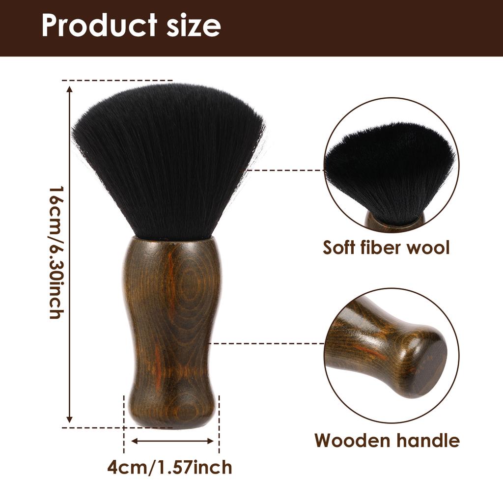 Soft Hair Brush Hairdressing Hair Cutting Broken Sweep Face Neck Brush Cleaning Wooden Handle Professional Barber Salon Tool