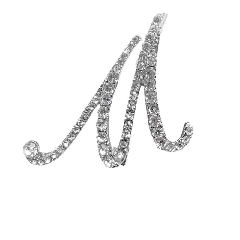 Fashion Alphabet Letter Brooch Pin Full Crystal Rhinestone Encrusted Minimalist Clothing Accessory For Women