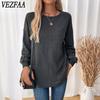 Women's Fashion Casual Spring Autumn Solid Color Print Long Sleeve O-Neck Blouses & Shirts