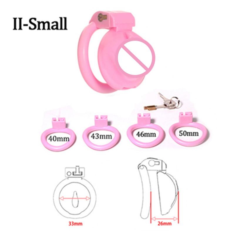 Mini Chastity Lock Male with 4 Sizes Rings and Keys Lightweight Resin Chastity Device Adult Sex Toy BDSM Slave Breathable