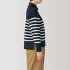 MUJI Washable Milan Rib Knit Navy Size BA1OZA4A Women's Half-Zip Sweater, Striped, XS,