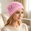 Damen-Turban mit Blumenmuster - Leichte Strickbasis für den täglichen Gebrauch