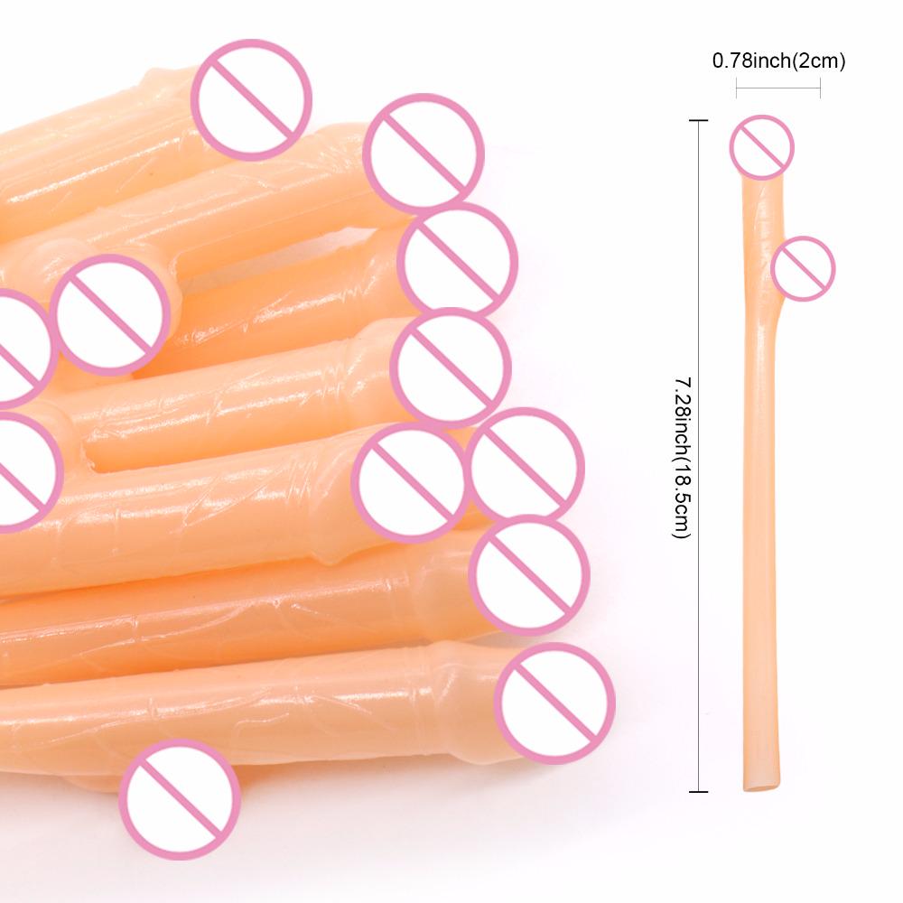 10Pcs Cuticolor Penis Straws Bride Shower Sexy Hen Night Willy Drinking Penis for Bar Bachelorette Party Novelty Nude Straw