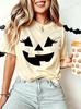 Funny Evil Pumpkin Face Halloween Women Tees Funny Spooky Season Tshirt Female Clothes Short Sleeve Tops Fashion Graphic Shirt