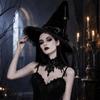Women's Pointed Witch Hat with Velvet and Wide for Halloween Gothic Costume