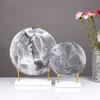 Metal Handicraft Geometric Disk Marble Clear Round Cake Glass Craft Decorative Figurines Home Decoration Accessories