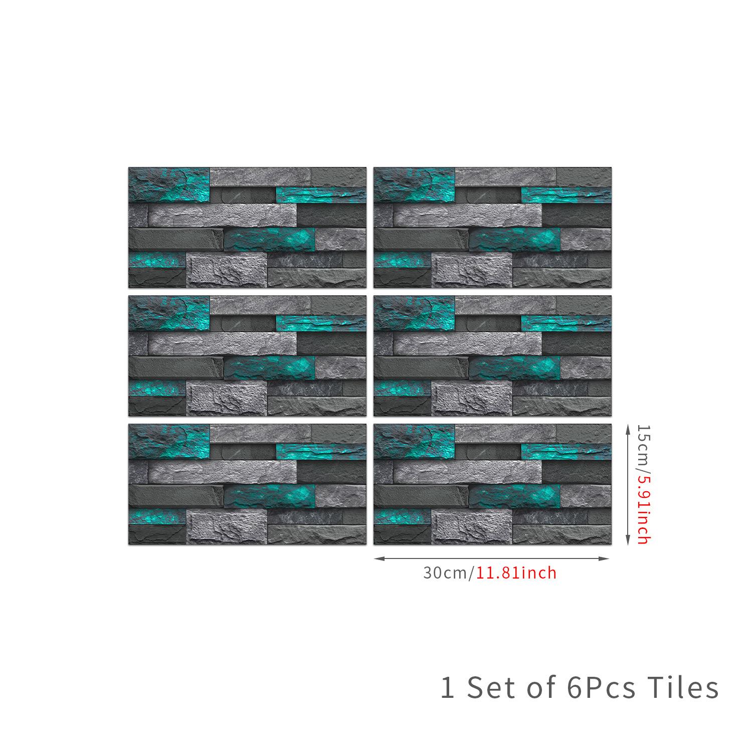 

6/12/24 шт. ретро синие обои с кожурой и наклейкой, водонепроницаемые ПВХ, винтажные наклейки на плитку для фартука, камина и гостиной 30cmX15cmX6PCS