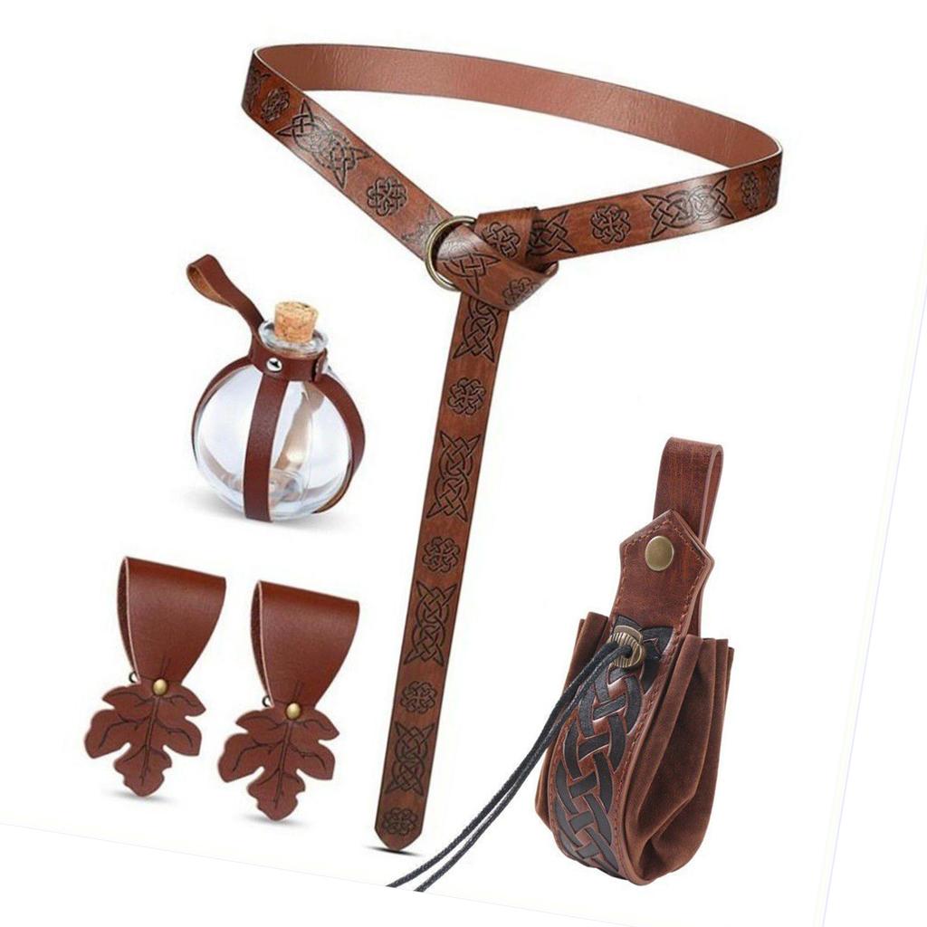 Medieval Accessory Embossed Belt with Coin Purse Halloween Dressingup Costume Waist Belt Pouch Carnivals Party Accessory