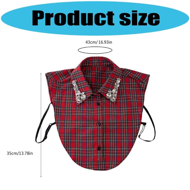 Elegant Plaids Detachable Collar Rhinestones Embellished Polyester For Formal Wear