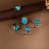 Antique Western Country Ring Zinc Zinc Alloy Vintage Ring Trendy Turquoise Ring  Girls