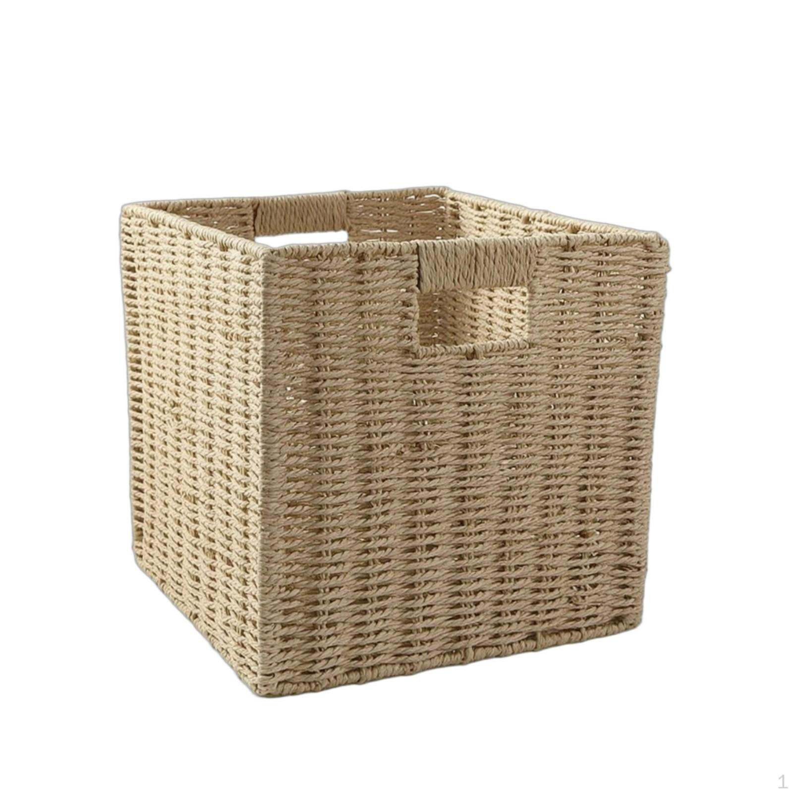 Foldable Storage Basket Shelf with Handles WickerLook for Organizers, S