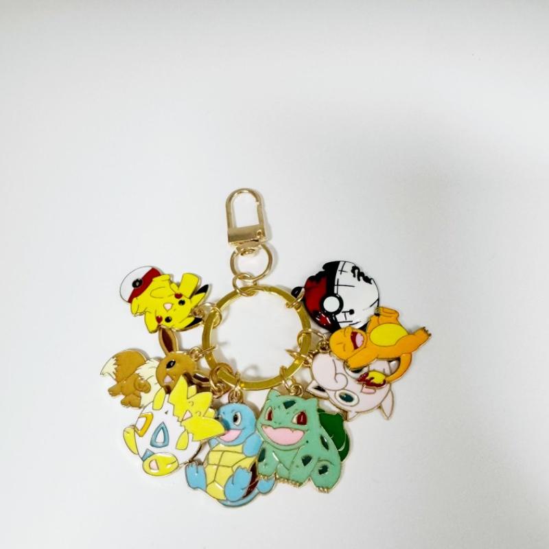 

8style Kawaii Cartoon Pokemon Pikachu Keychain Charmander Metal Charms for Women Earrings DIY Jewelry Pendant Necklace Bracelet