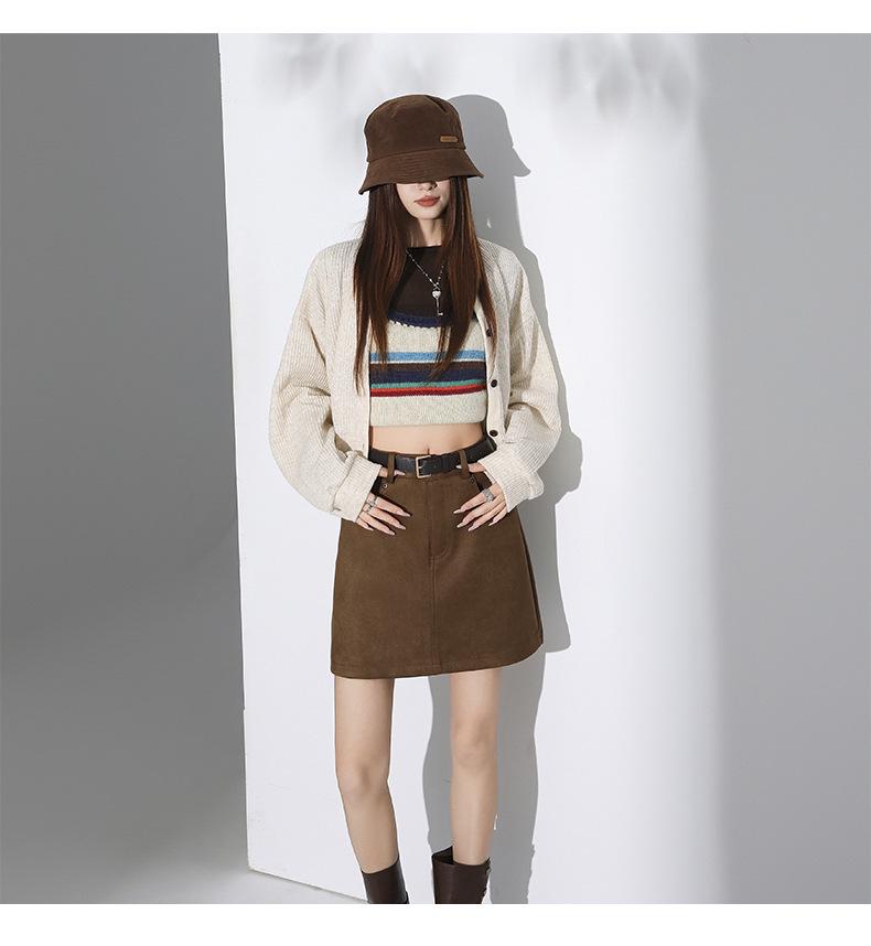 Chic Spicy Girl A-line Mini Skirt: Sexy, Versatile, Anti-exposure, Slimming Autumn/Winter Fashion.